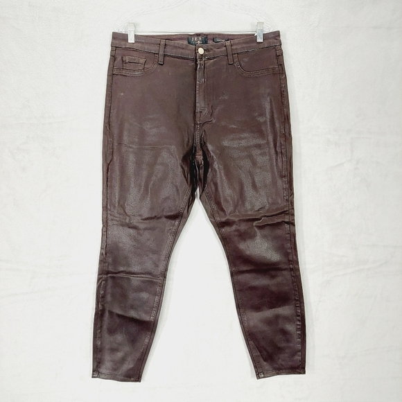 New 7 For All Mankind Burgundy Coated High Waist Ankle Skinny Jeans P3968 - Picture 2 of 11